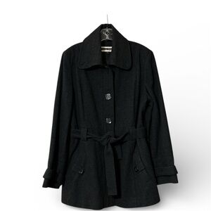 Kristen Blake Wool/Viscose Blend Lined Women’s Coat Belted Size 12 Dark Gray